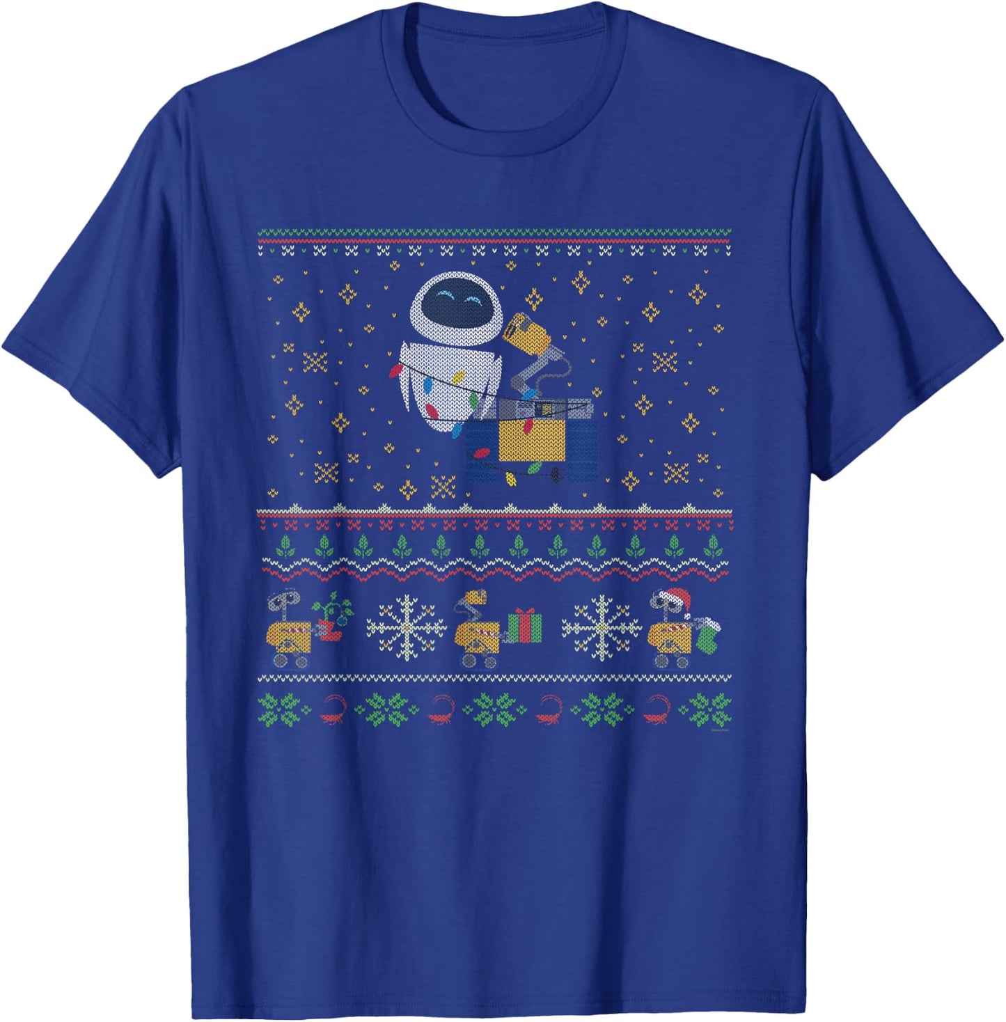 Disney PIXAR Wall-E & Eve Ugly Christmas Sweater Holiday T-Shirt - T-Shirt | Royal