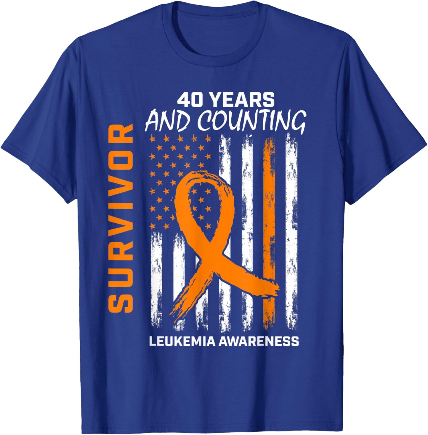 40 Years Cancer Free Leukemia Survivor Gifts American Flag Men T-Shirt - T-Shirt | Royal