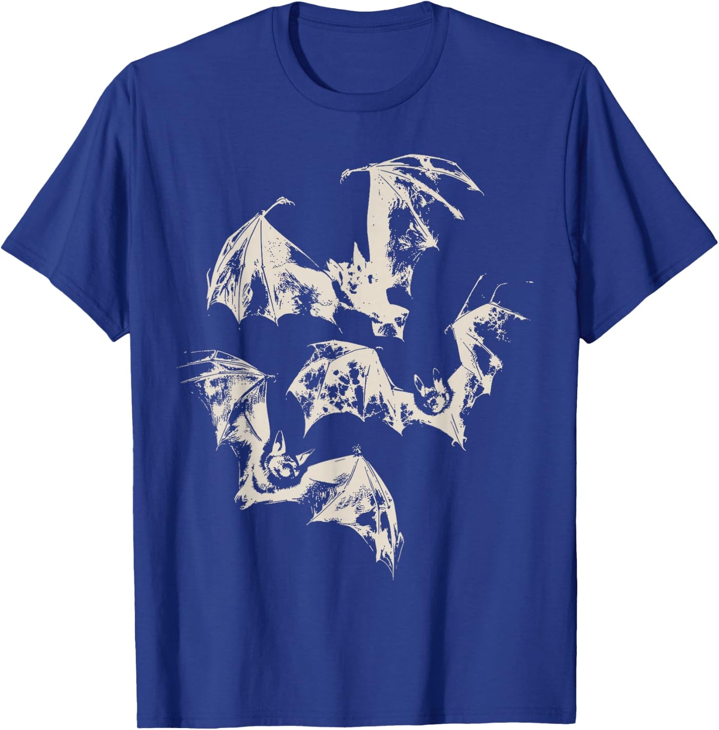 Three Bats Vintage Graphic | Washed Retro Gothic Men Women T-Shirt - T-Shirt | Royal