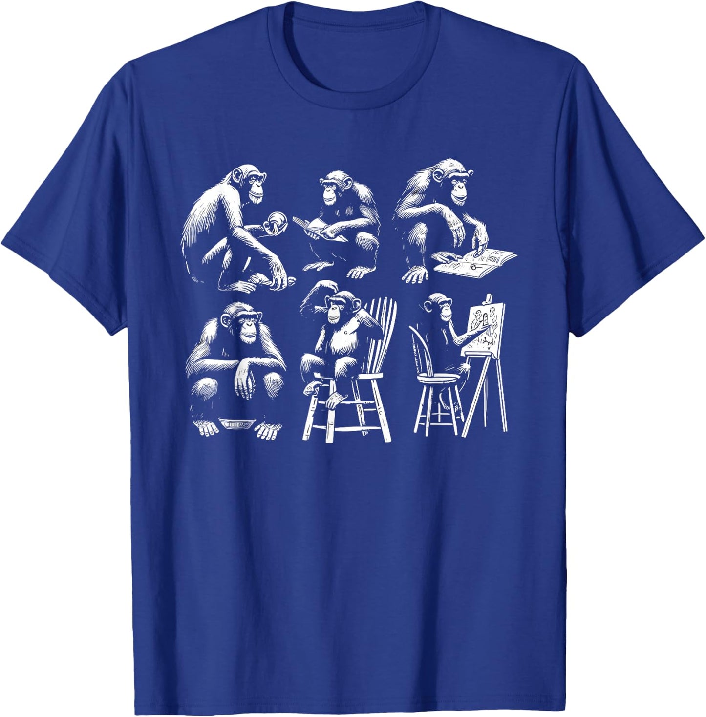 Chimpanzee Evolution Chimps Monkeys T-Shirt - T-Shirt | Royal