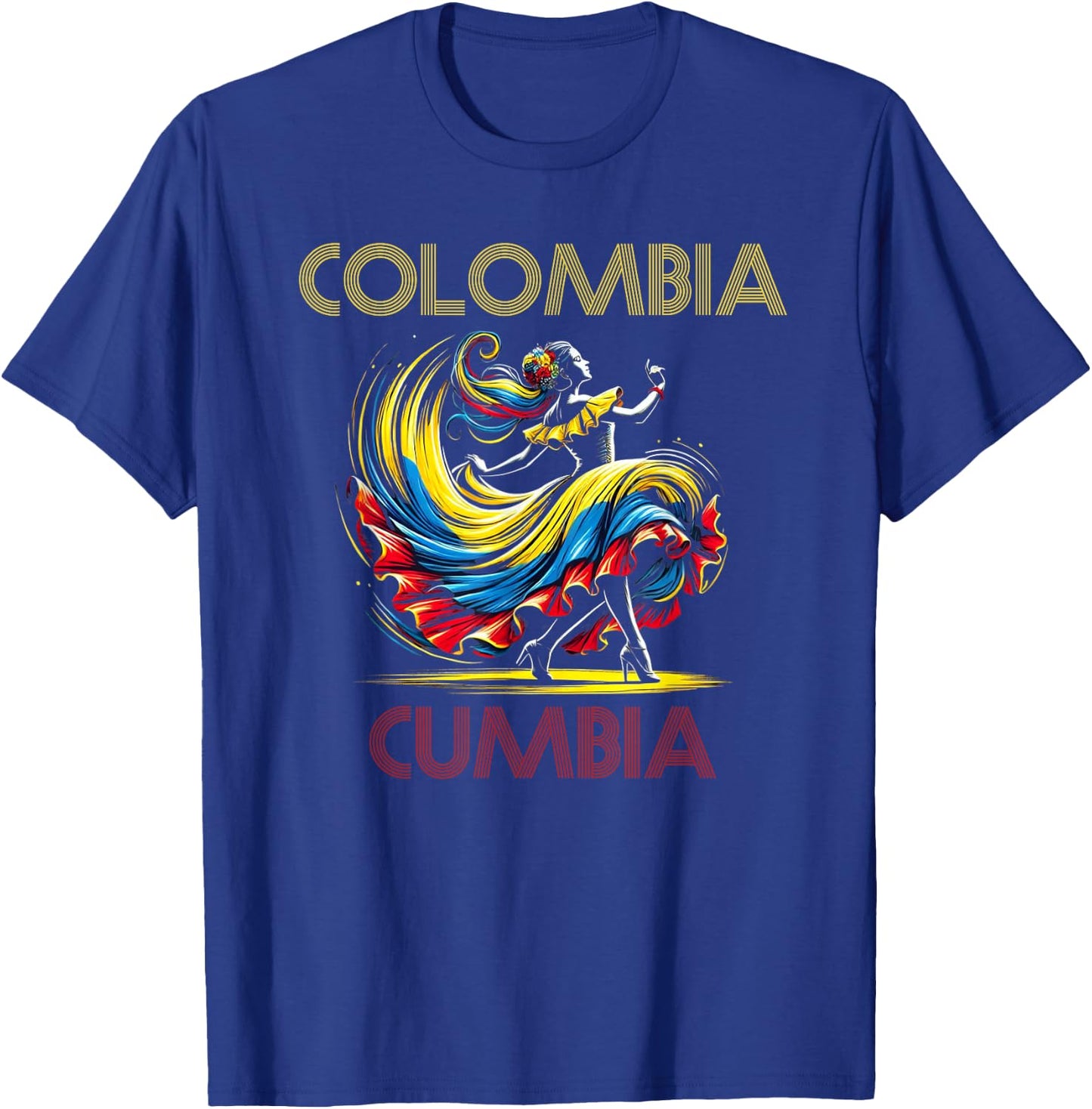 Colombia Flag Hispanic Heritage Month Women Cumbia Dancer T-Shirt - T-Shirt | Royal