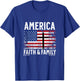 America Faith & Family Flag With Cross Patriotic 4th of July Kids Men T-Shirt - T-Shirt | Royal