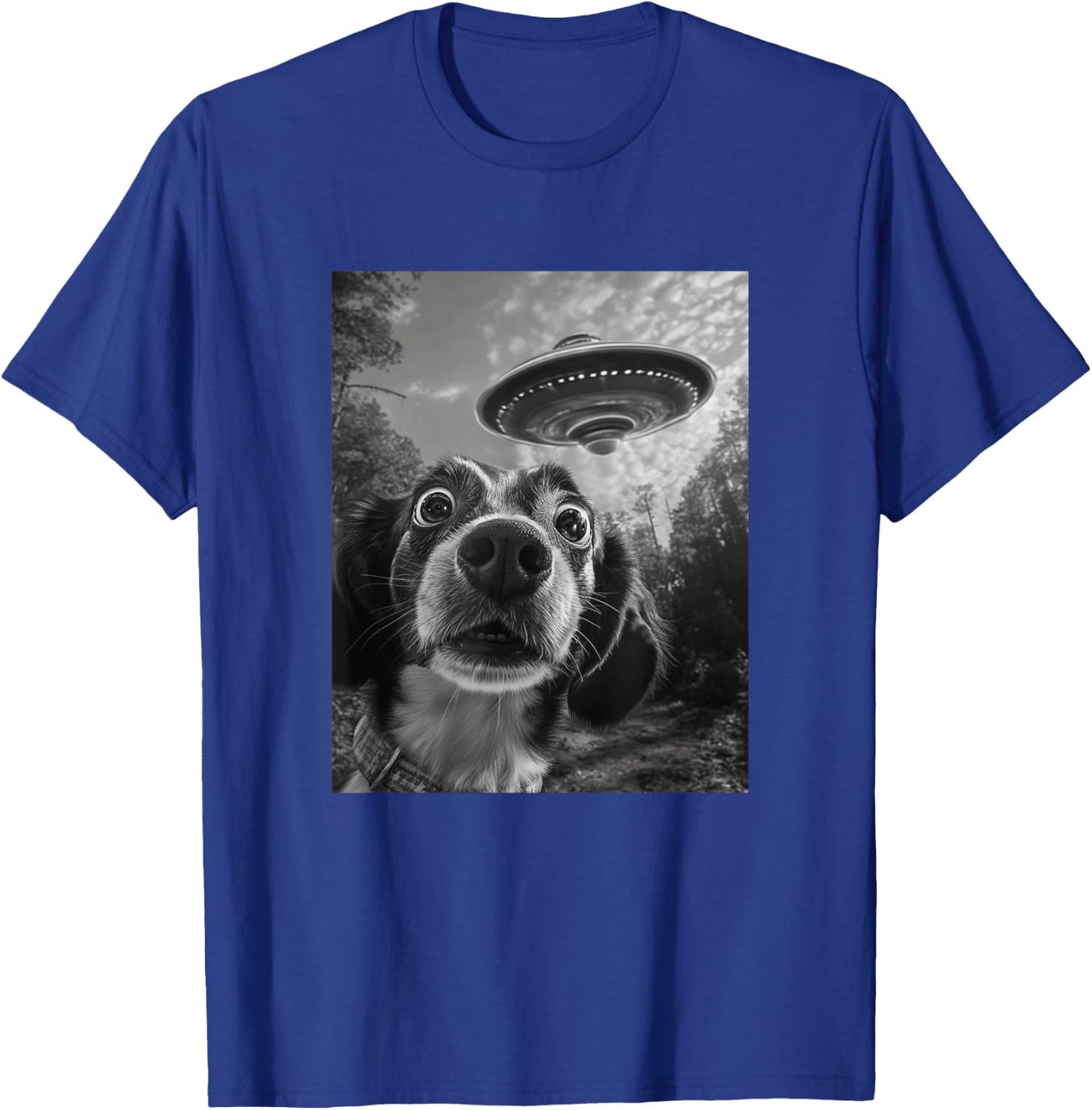 Dog UFO Meme - Funny Dog Selfie with UFO Men Women Kids T-Shirt - T-Shirt | Royal
