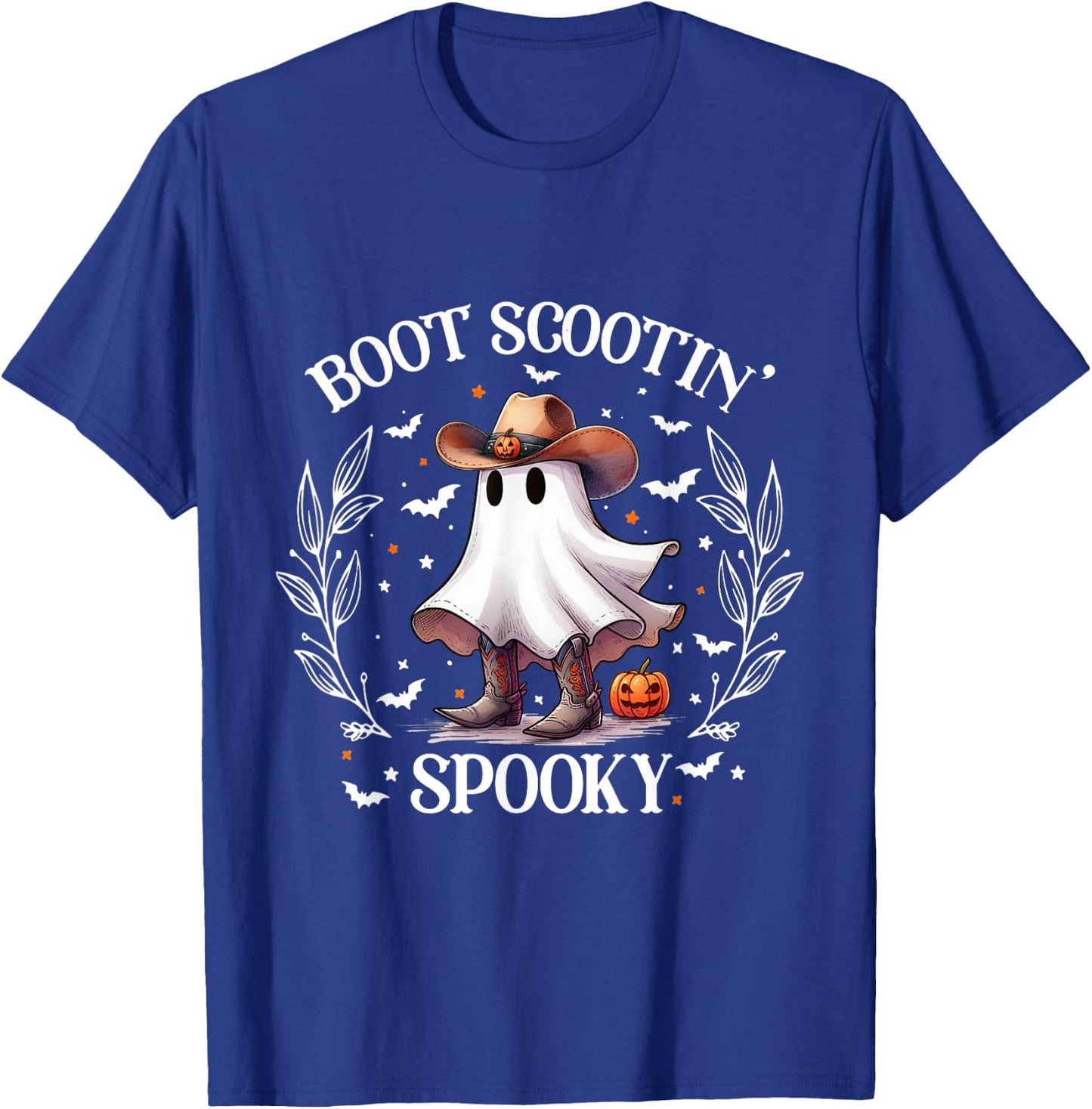 Boot Scootin Spooky Retro Western Funny Halloween Cute Ghost T-Shirt - T-Shirt | Royal