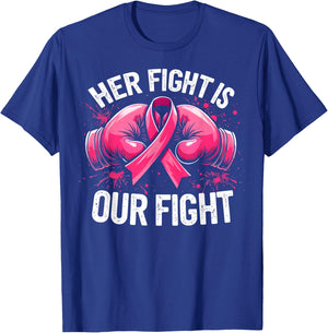 Her Fight Is Our Fight Boxing Gloves Breast Cancer Awareness T-Shirt - T-Shirt | Royal