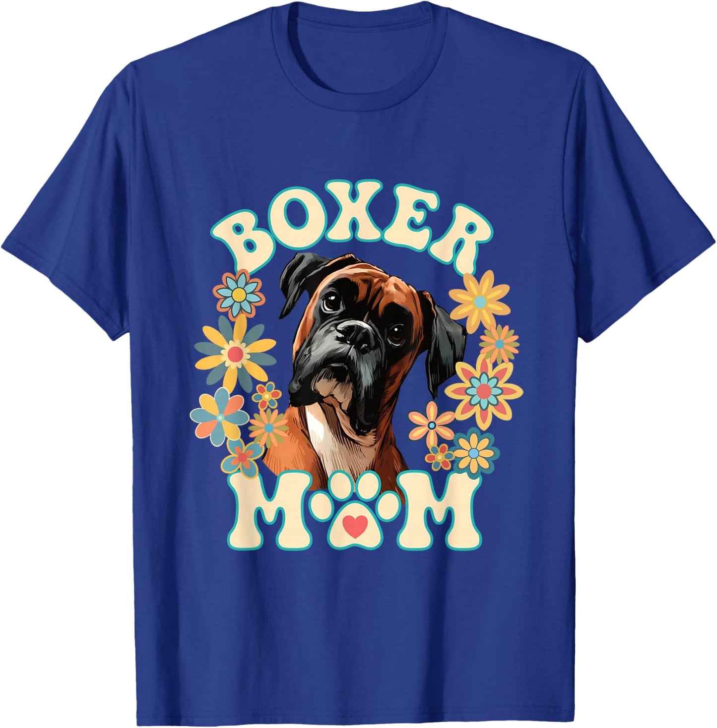 Boxer Mom Mum Dog Floral Flower Design T-Shirt - T-Shirt | Royal