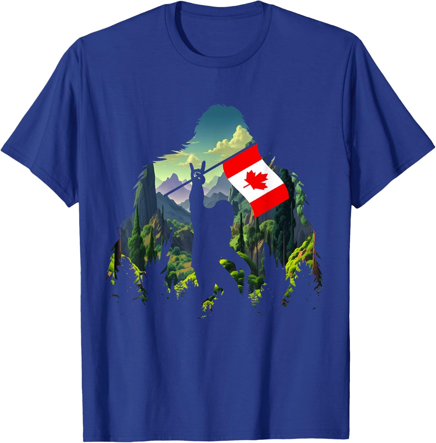 Bigfoot Lover Camper Maple Leaf Canadian Flag Canada Day T-Shirt - T-Shirt | Royal