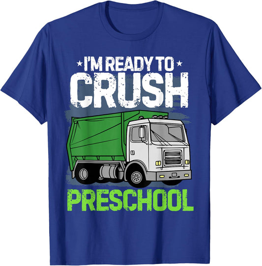 Back To School First Day Of Preschool Garbage Truck Boys T-Shirt - T-Shirt | Royal