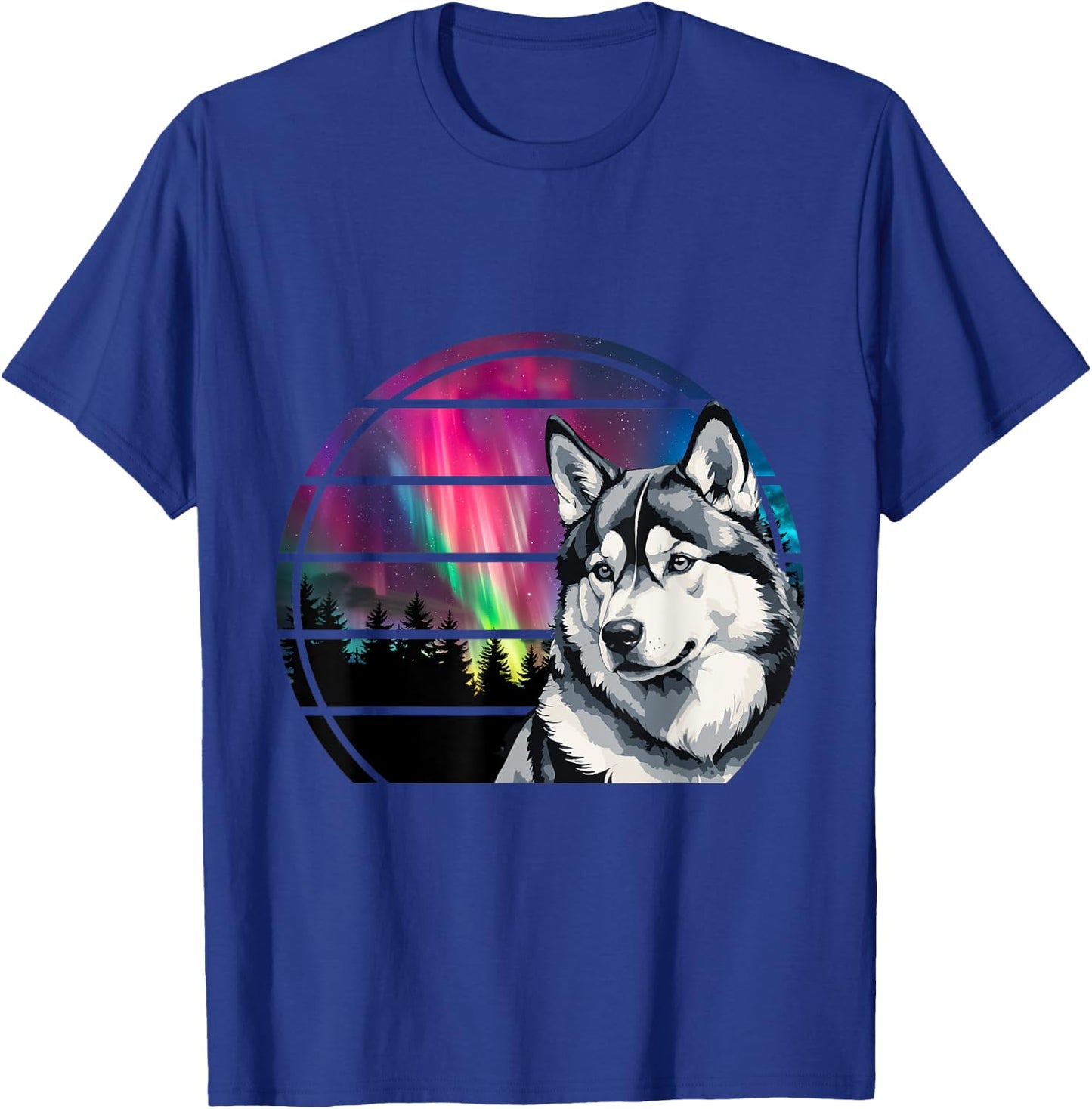 Siberian Husky Mom Alaskan Dog Northern Lights Alaska Husky Women Girls Kids T-Shirt - T-Shirt | Royal