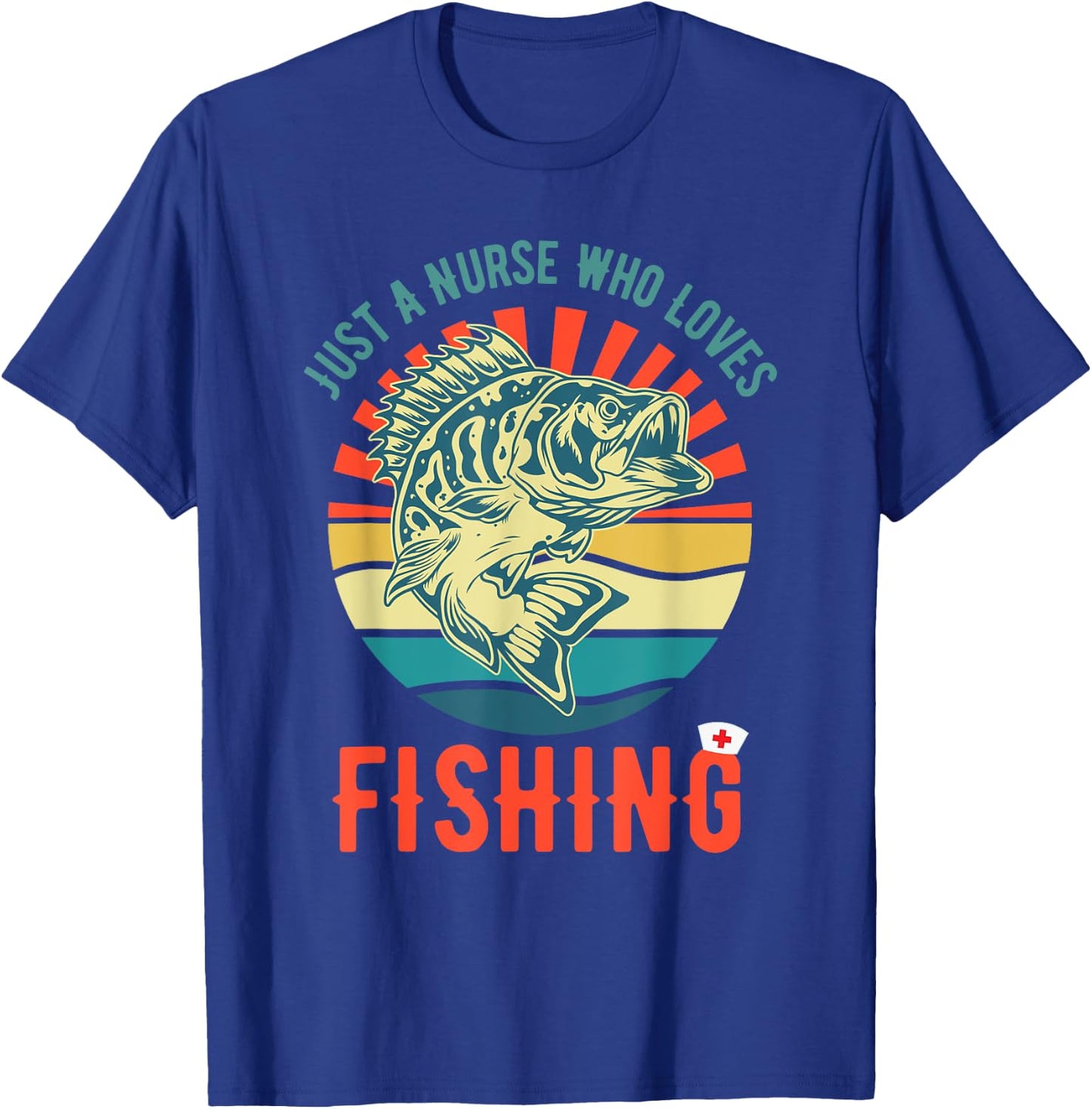 Just a Nurse Who Loves Fishing Retro Fisherman Gifts T-Shirt - T-Shirt | Royal