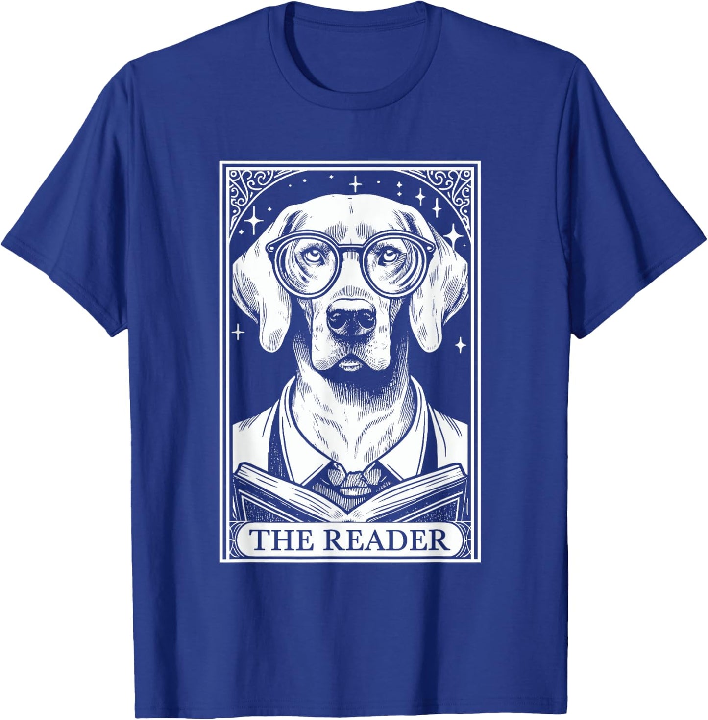 Tarot Card Vintage Weimaraner Dog Book Lover The Reader T-Shirt - T-Shirt | Royal