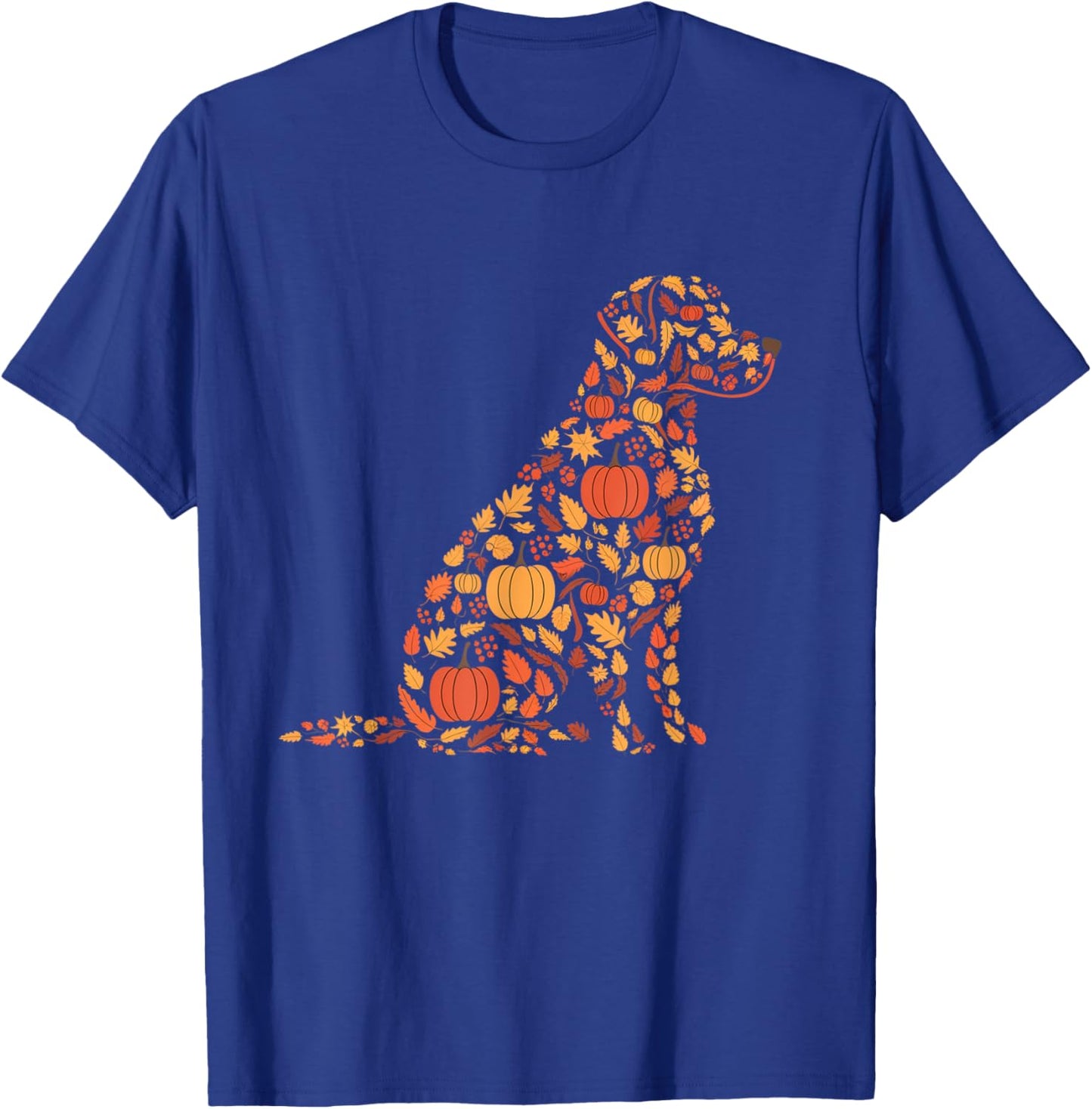 Labrador Retriever Fall Dog Autumn Leaves Thanksgiving T-Shirt - T-Shirt | Royal