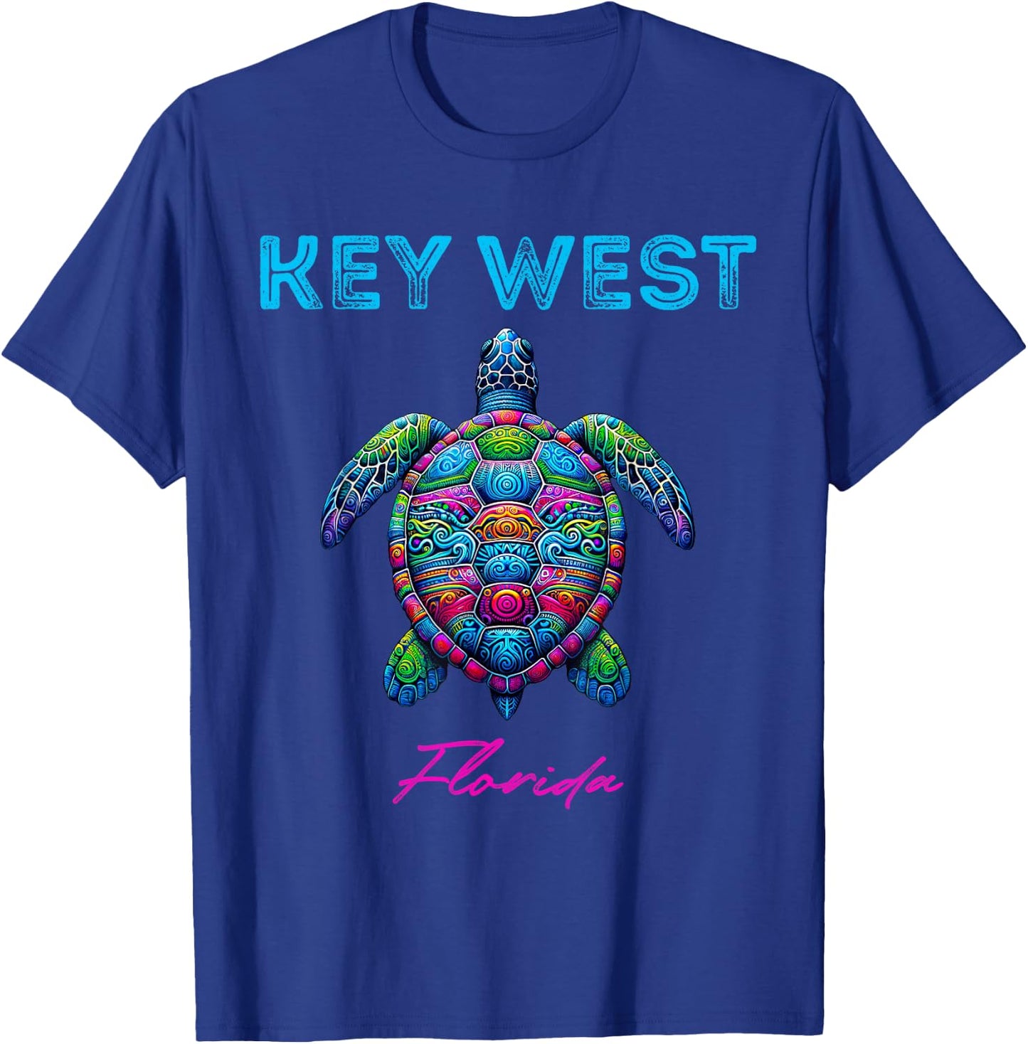 Key West Florida Tribal Beach Sea Turtle T-Shirt - T-Shirt | Royal