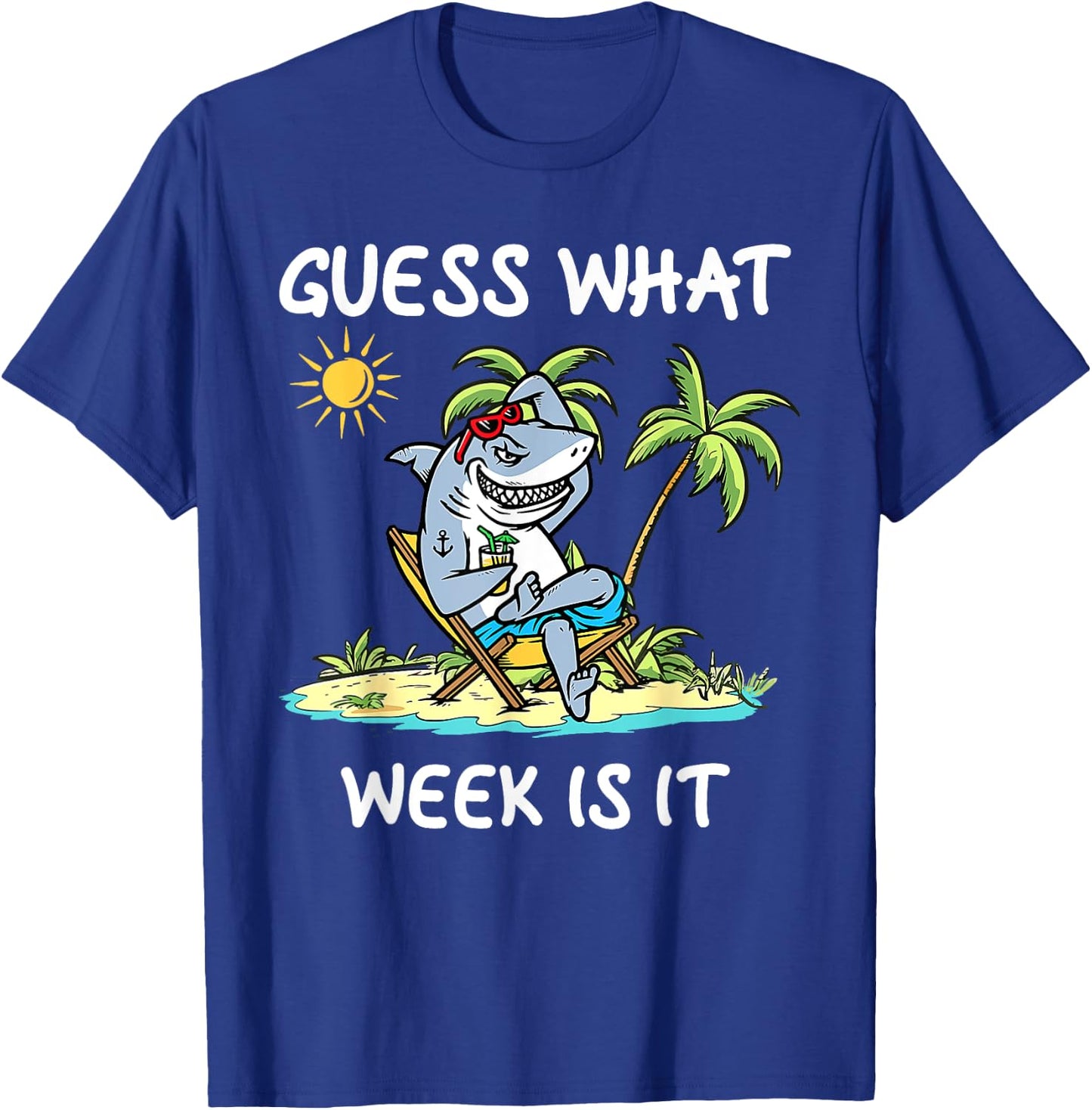 Funny Shark 2025 Week Guess What Week Is It Shark Lover Gift T-Shirt - T-Shirt | Royal