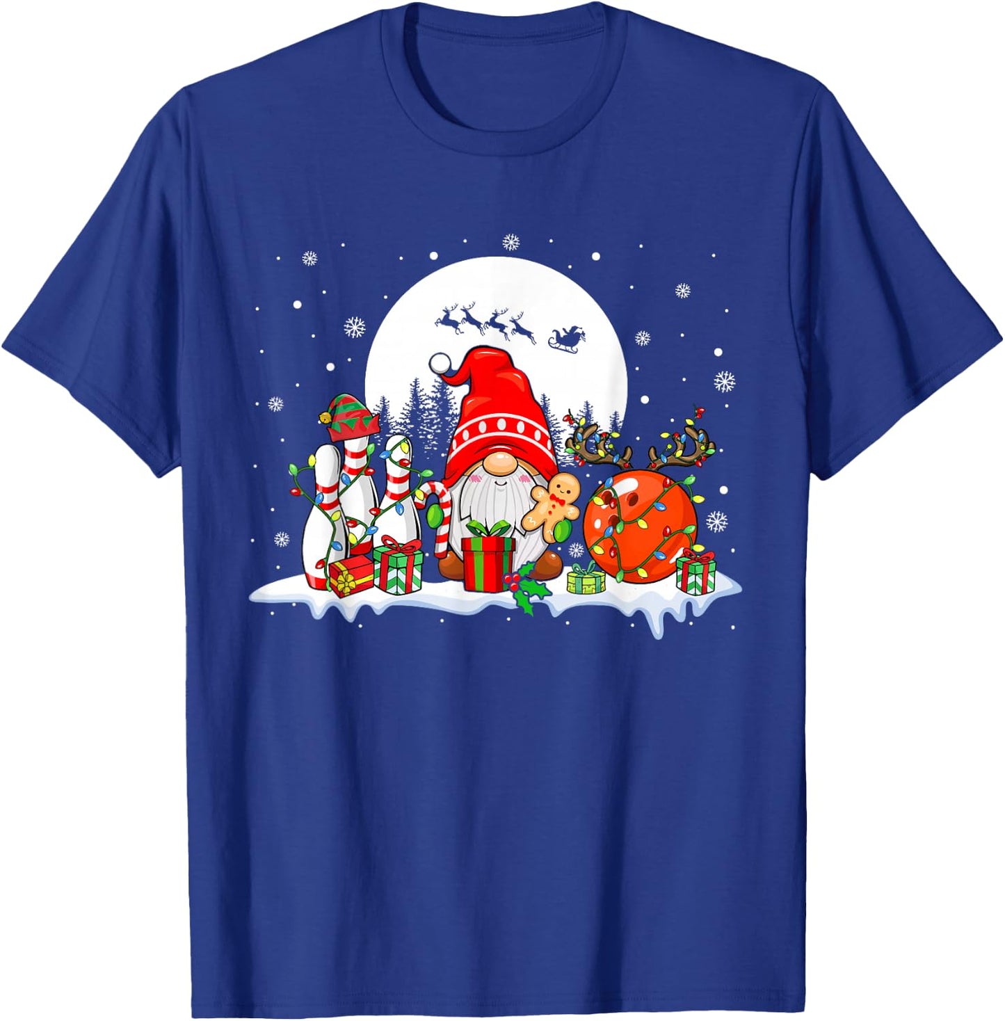 Gnome With Bowling Equipment Christmas Costume Player Fan T-Shirt - T-Shirt | Royal