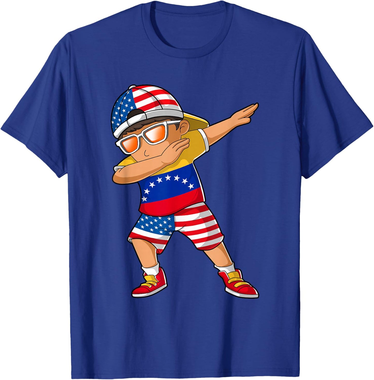 Half American Half Venezuelan Boy Kid Venezuela Flag T-Shirt - T-Shirt | Royal