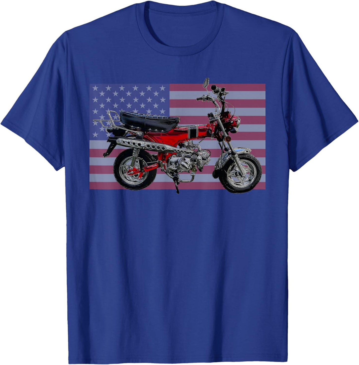 Trail 70 Mini BIke, Vintage Minibike, Retro American Flag Men T-Shirt - T-Shirt | Royal