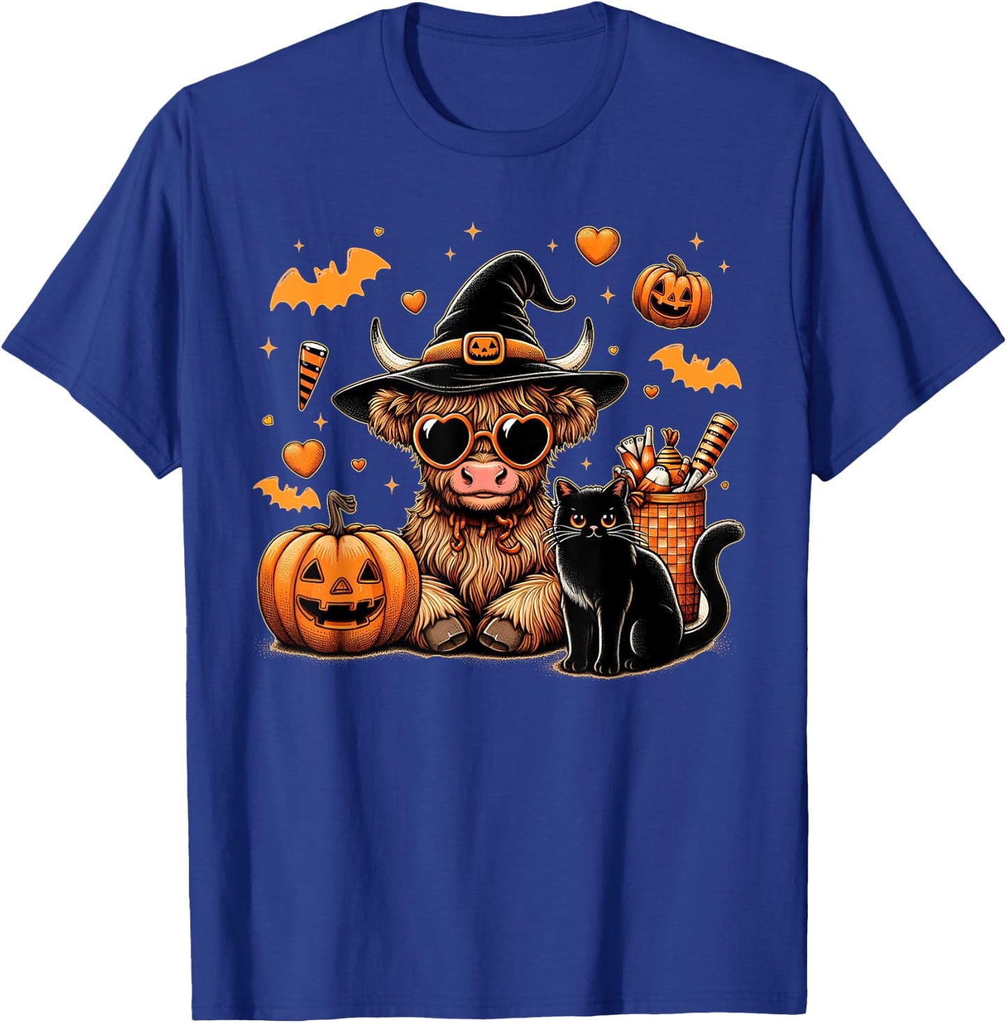 Highland Cow Halloween Shirt Women Girls Fall Autumn T-Shirt - T-Shirt | Royal