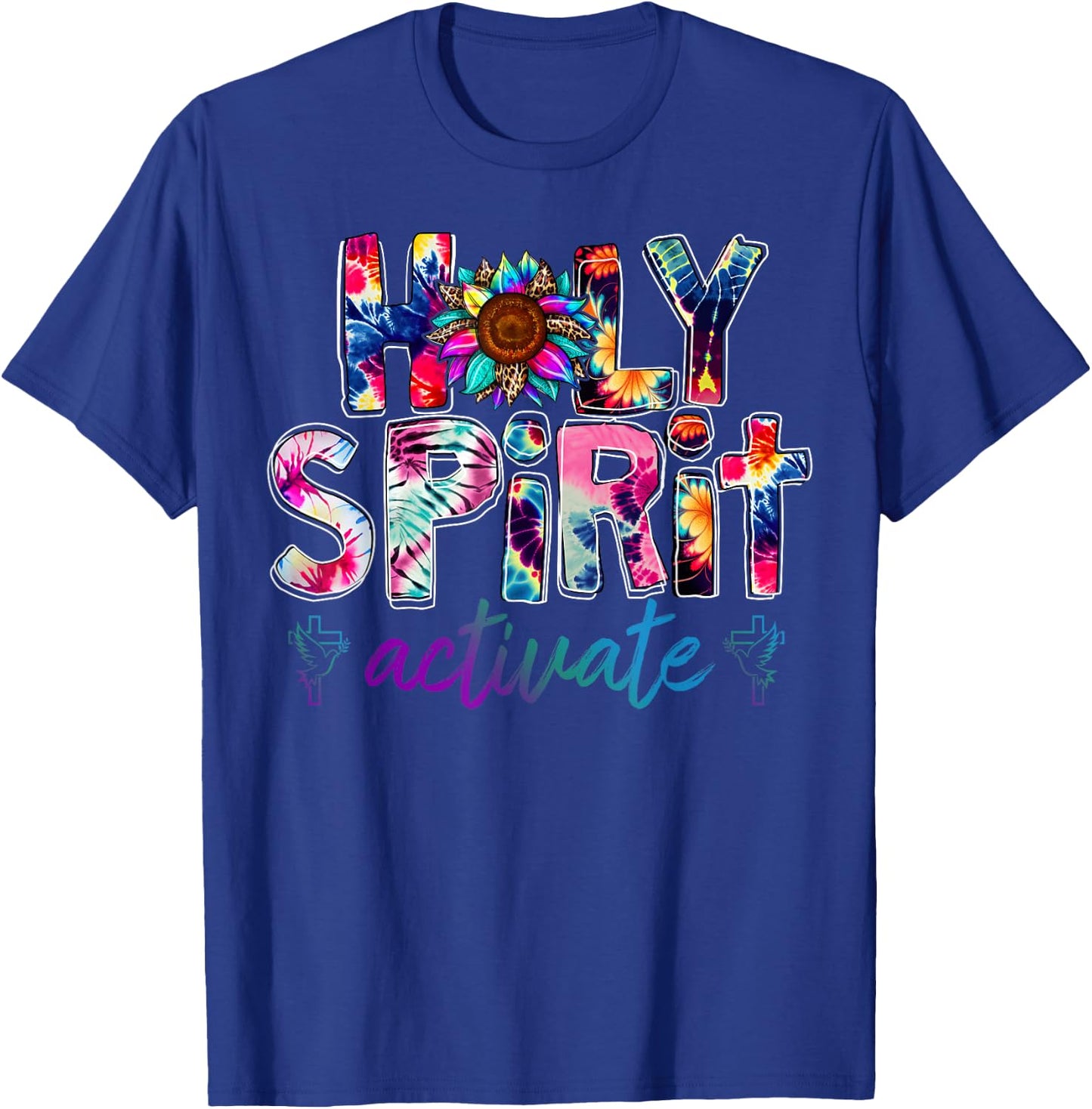 Holy Spirit Activate Leopard Christians Jesus Love Tie Dye T-Shirt - T-Shirt | Royal