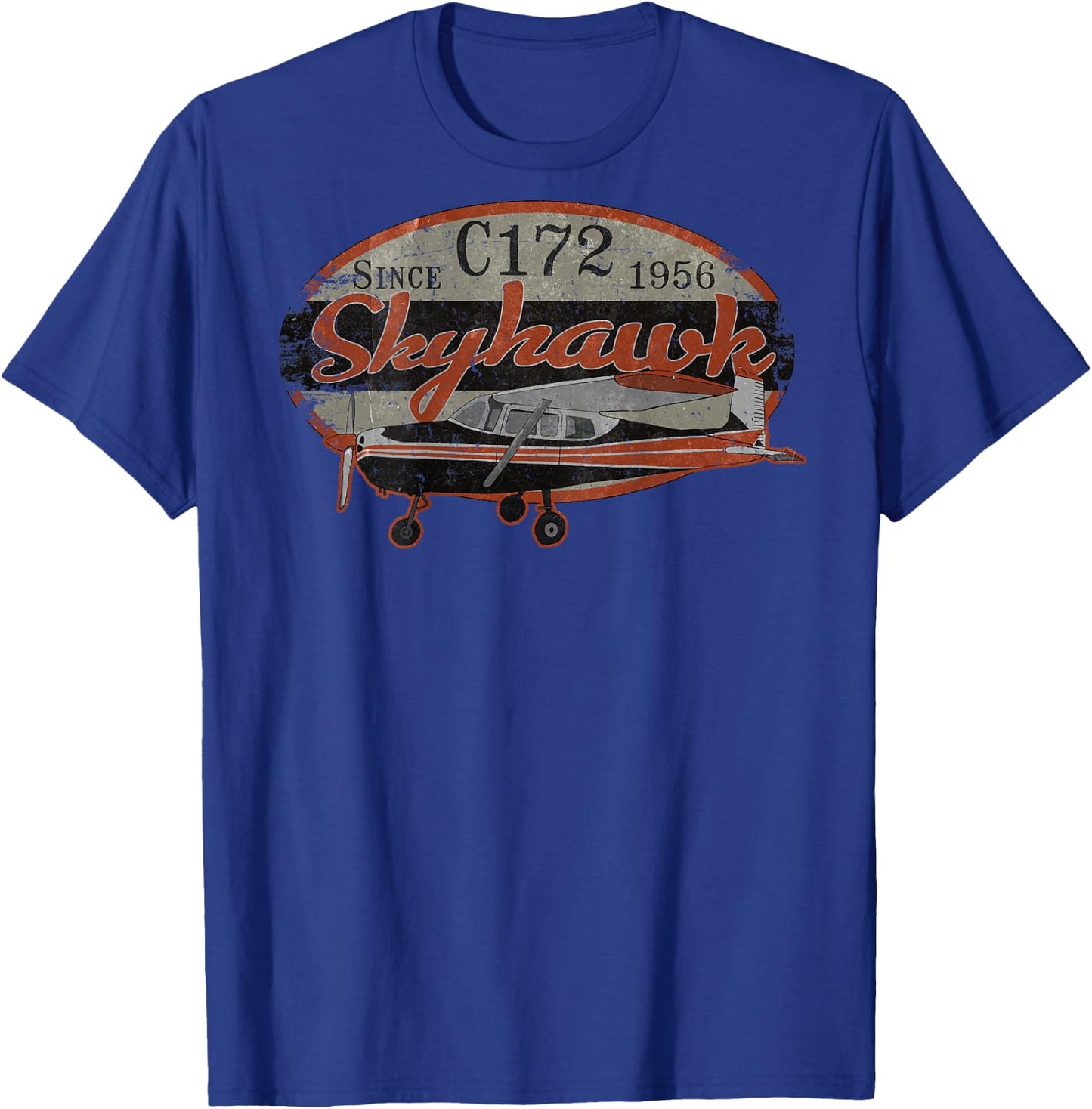172 Skyhawk Vintage Retro Airplane Flying Pilot | BACK PRINT T-Shirt - T-Shirt | Royal