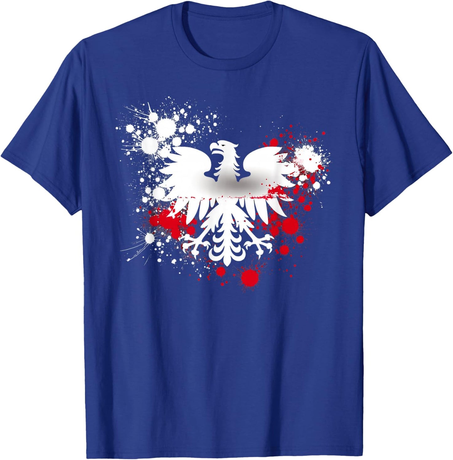 Poland Flag Paint Splatter White Eagle Polska Polish Pride T-Shirt - T-Shirt | Royal