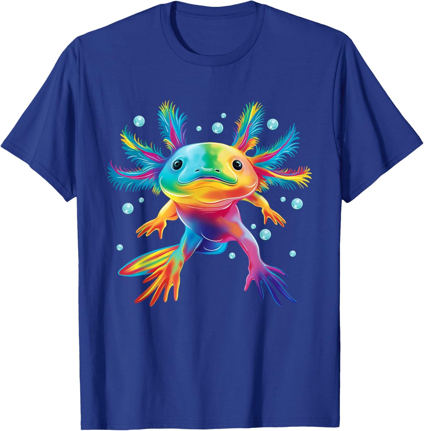 Cute Axolotl Colorful Axolotl Art Girls Boys Kids Women , Small, Black T-Shirt - T-Shirt | Royal