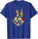 Elegant Silhouette Wildflowers Floral Peace Sign Hand T-Shirt - T-Shirt | Royal