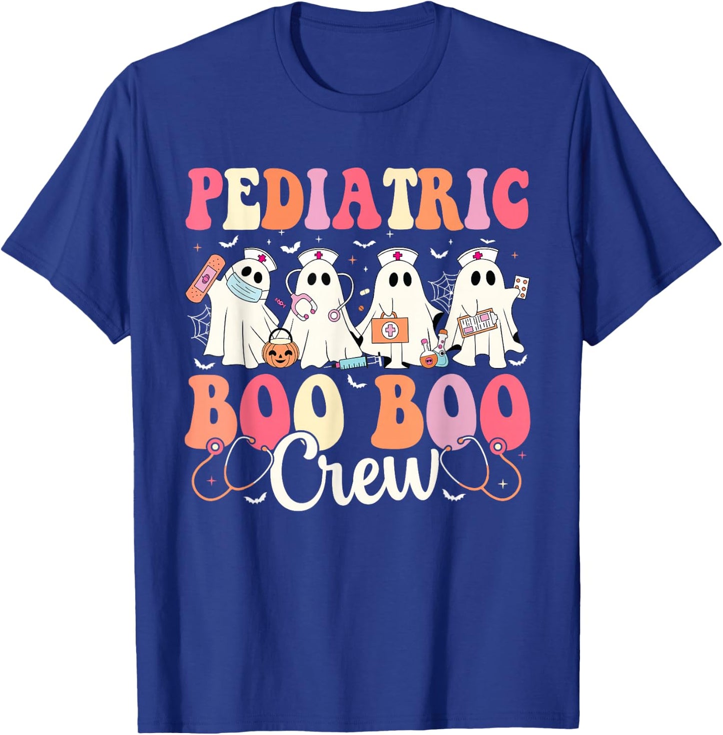 Pediatric Nurse Boo Boo Crew Ghost Nurse Halloween Costume T-Shirt - T-Shirt | Royal