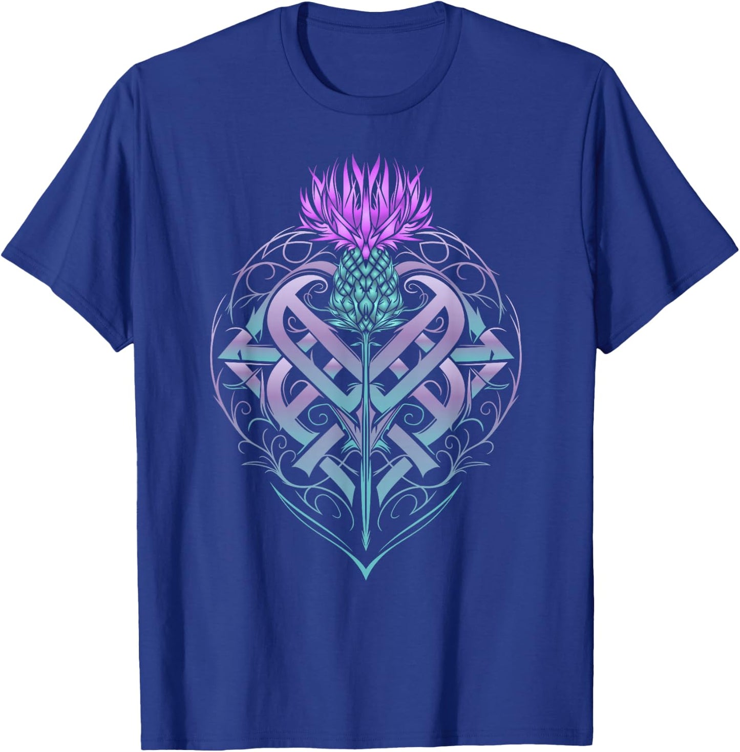 Scottish Thistle with Shield and Celtic Knots Thistle Lover T-Shirt - T-Shirt | Royal
