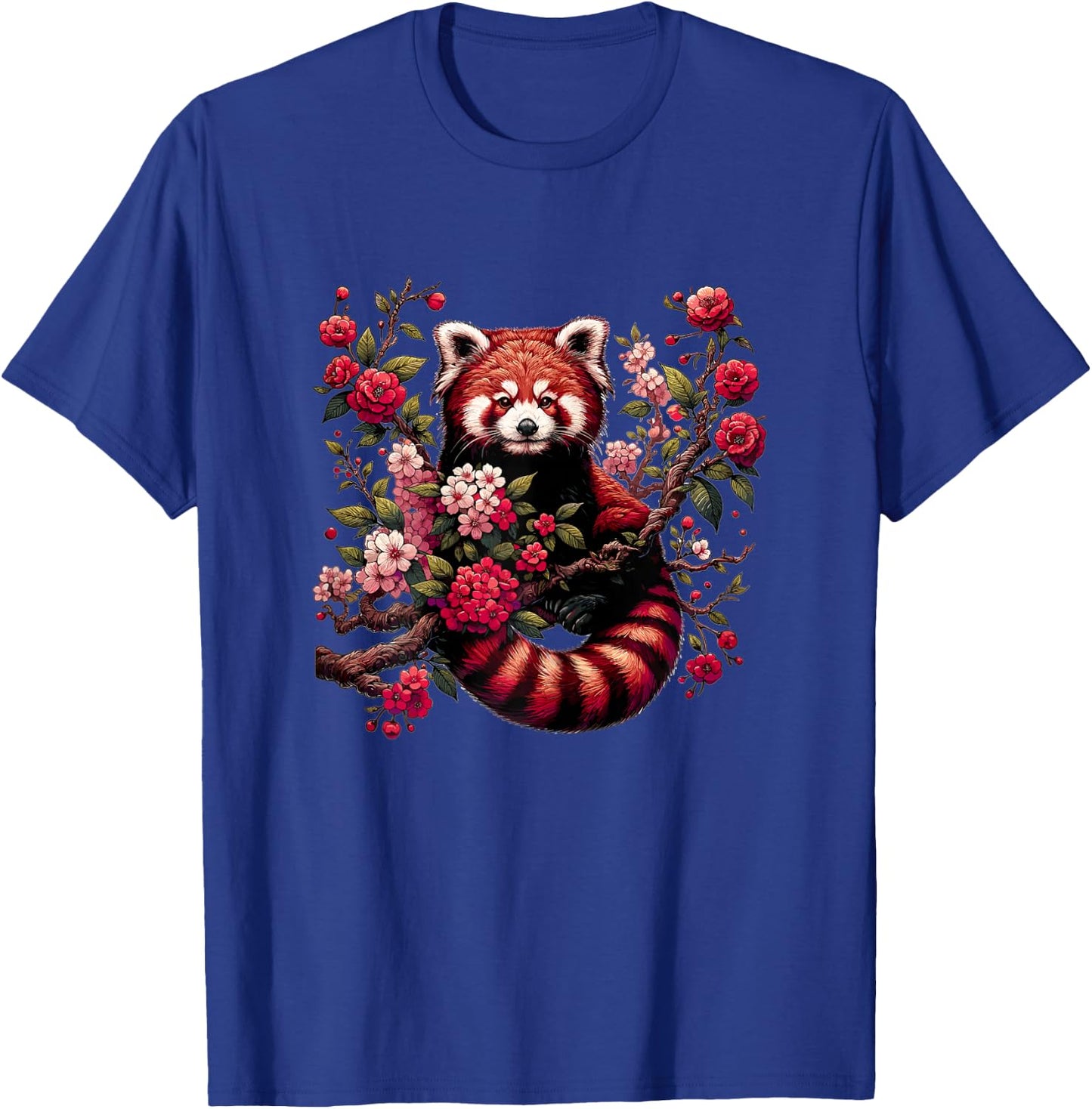 Red Panda Japanese Cherry Blossom Flower T-Shirt - T-Shirt | Royal