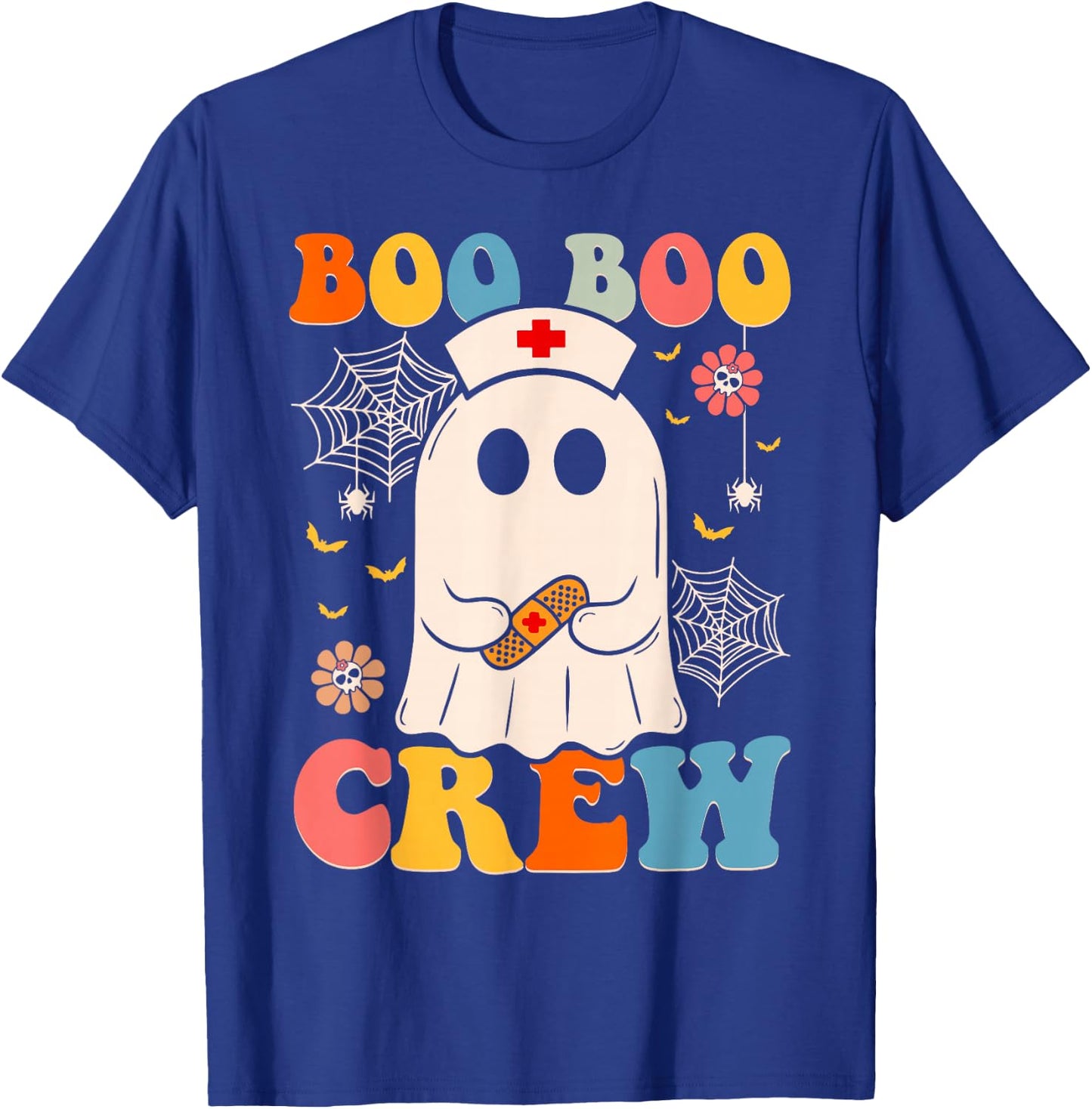 Groovy Retro Boo Boo Crew Nurse Funny Ghost Halloween Nurse T-Shirt - T-Shirt | Royal