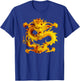 Fearless Golden Chinese Dragon Silhouette 3D Effect T-Shirt - T-Shirt | Royal