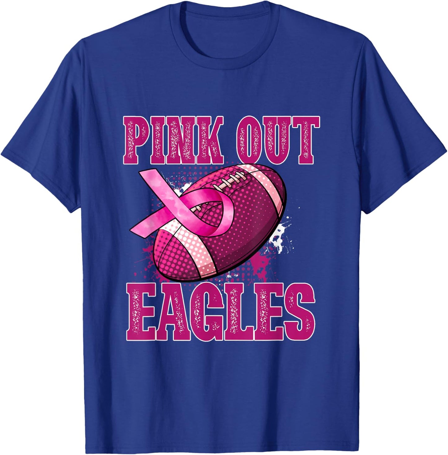 Eagles Pink Out Football Tackle Breast Cancer T-Shirt - T-Shirt | Royal