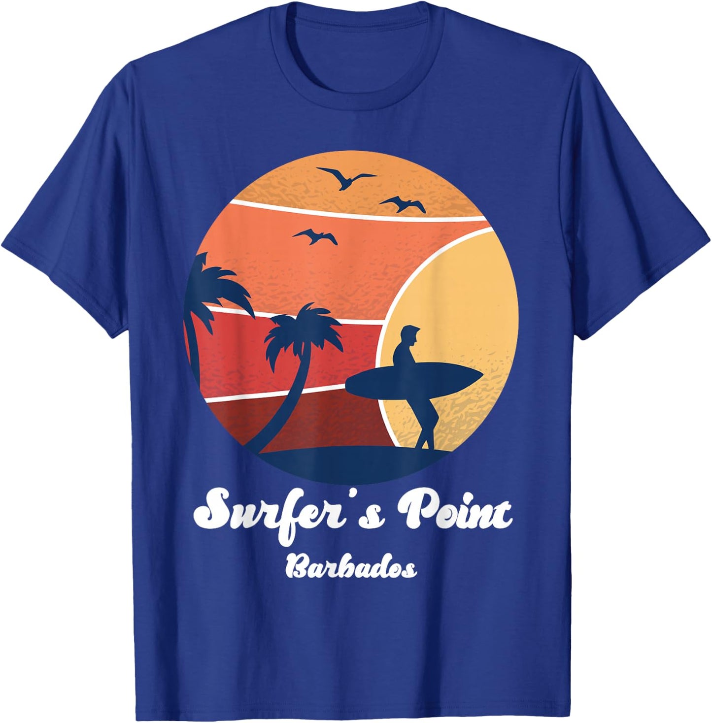 Surfer's Point Barbados Surfing Surfer Vintage Sunset Beach T-Shirt - T-Shirt | Royal