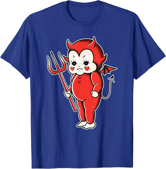 Kewpie Baby Devil Traditional Flash T-Shirt - T-Shirt | Royal