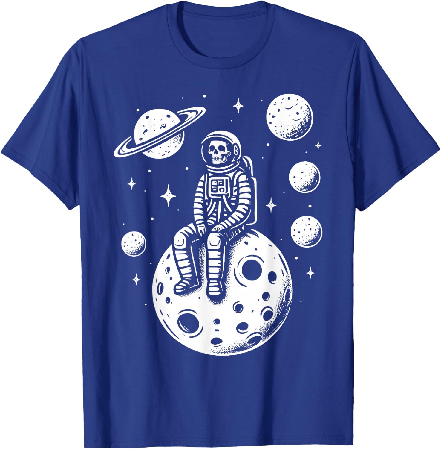 Halloween Skeleton Astronaut Fun Costume Men Women Kids Boys T-Shirt - T-Shirt | Royal