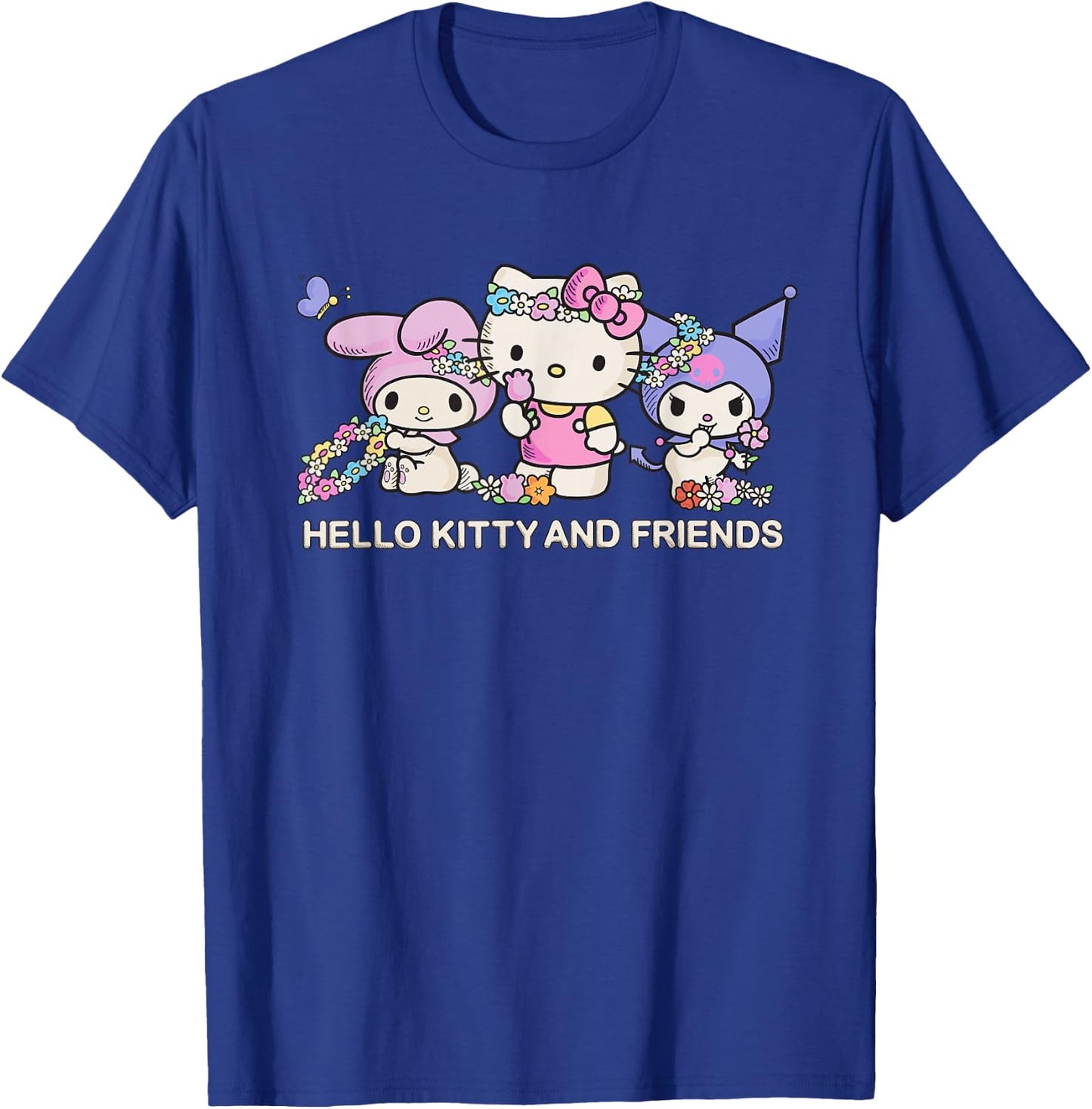 Sanrio Hello Kitty and Friends Flower Crowns , Small, Black T-Shirt - T-Shirt | Royal