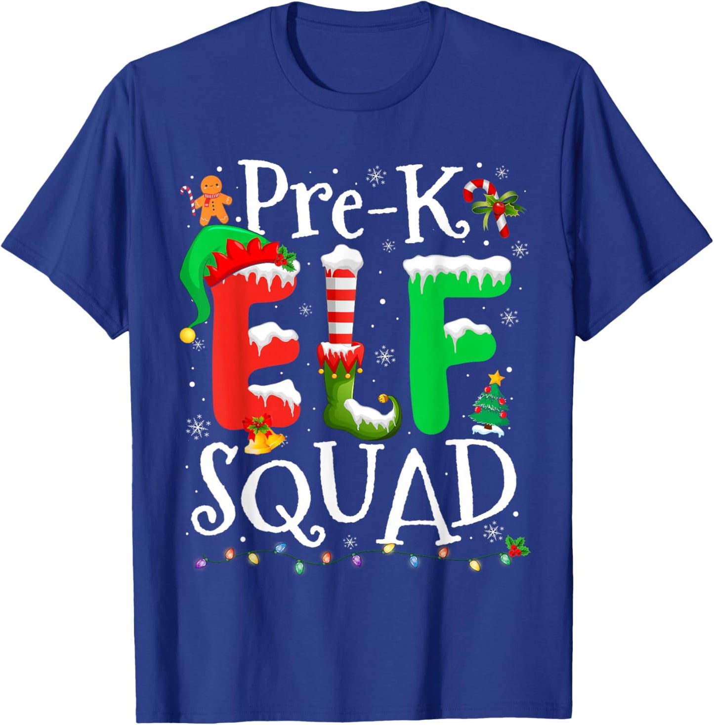 Funny Elf Squad Pre-k Teacher Christmas Child Xmas T-Shirt - T-Shirt | Royal