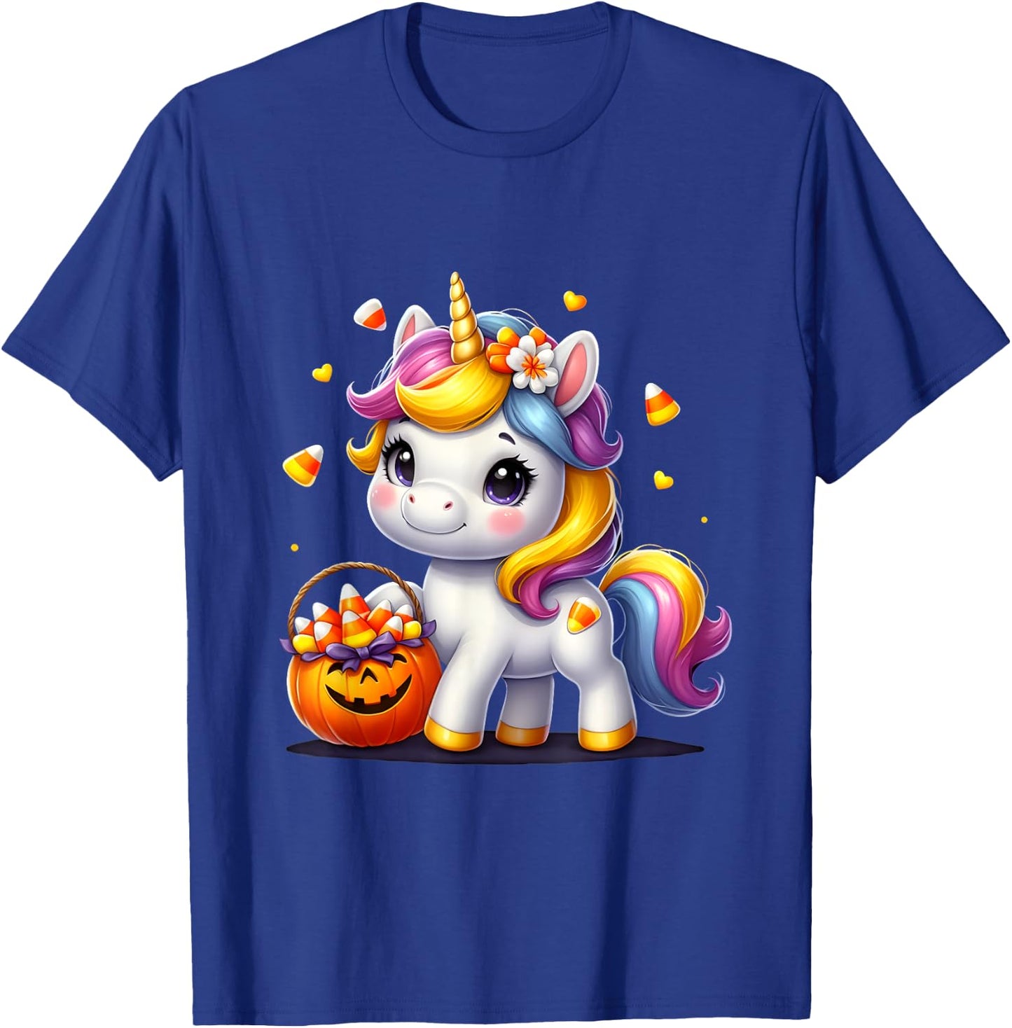 Unicorn Candy Corn Halloween Unicorn Gift Girls Kids T-Shirt - T-Shirt | Royal