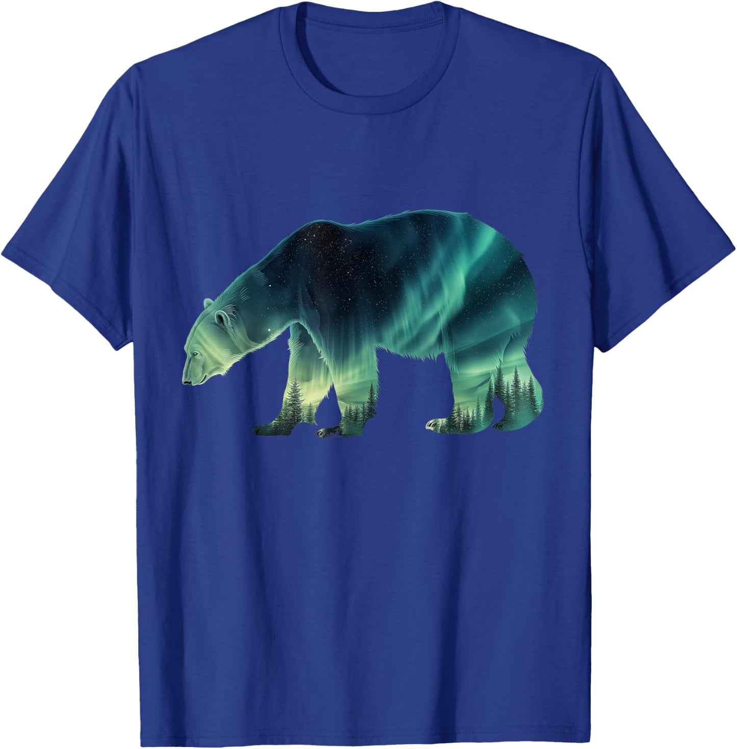 Polar Bear Northern Light Winter Arctic Nature Lover T-Shirt - T-Shirt | Royal