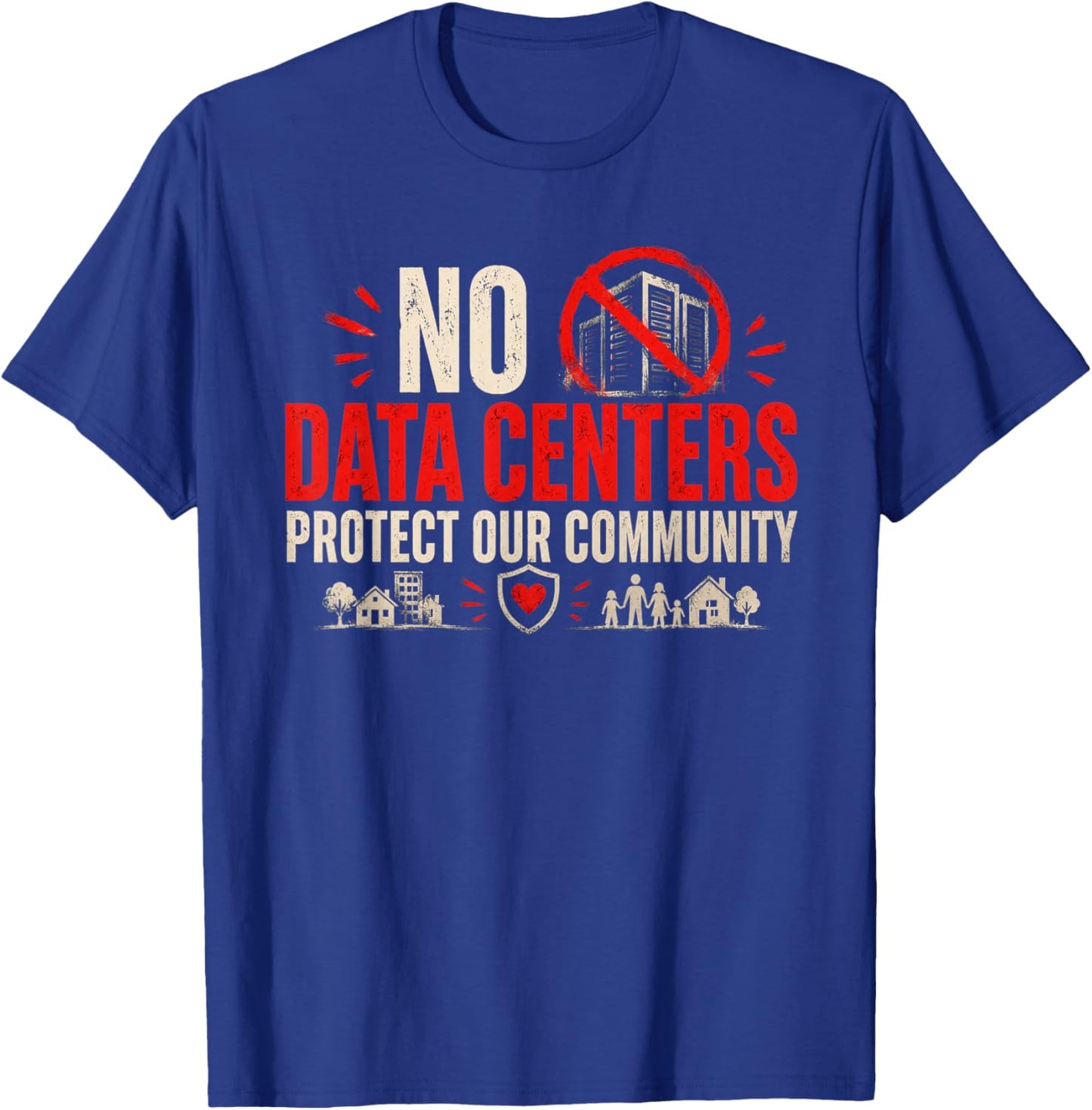 No Data Centers Protect Our Community Retro T-Shirt - T-Shirt | Royal