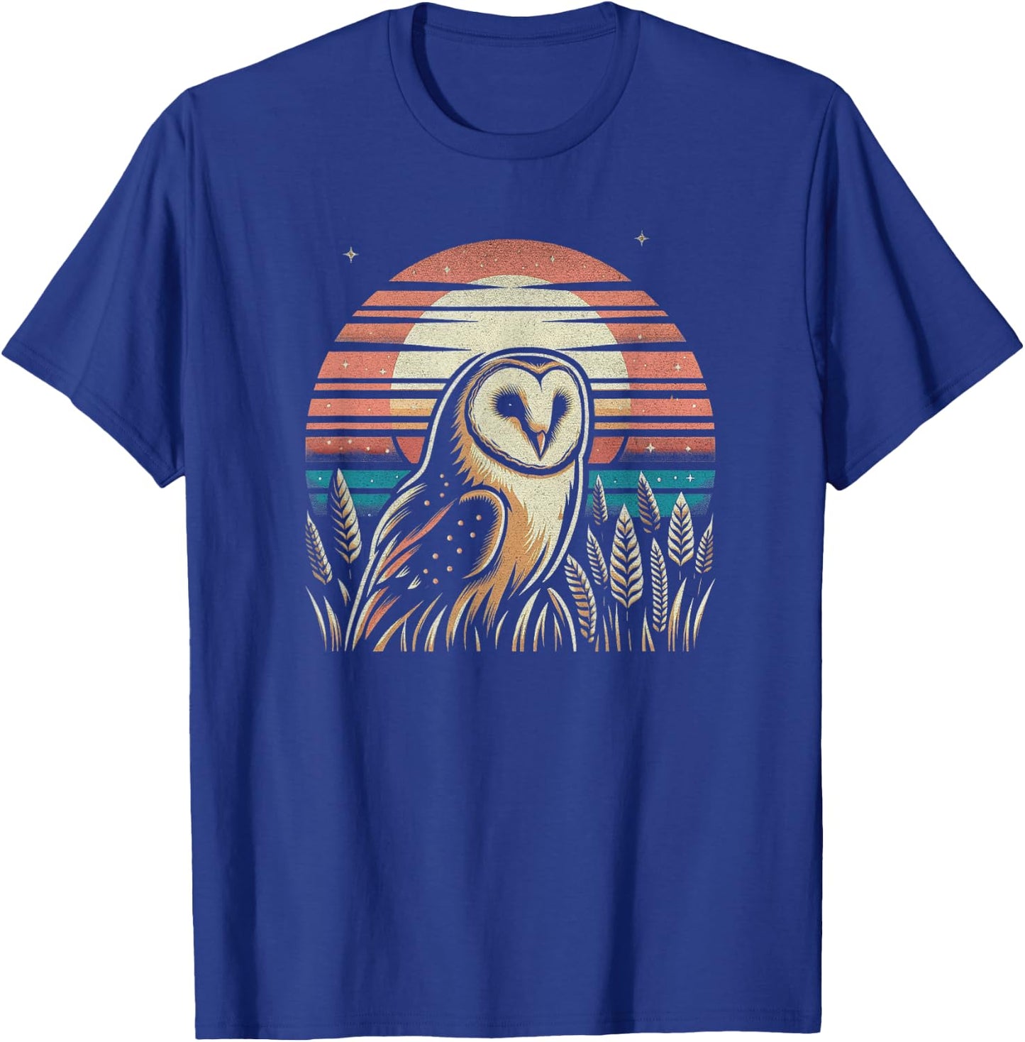 Retro Sunset Barn Owl Graphic Art Design And Men T-Shirt - T-Shirt | Royal
