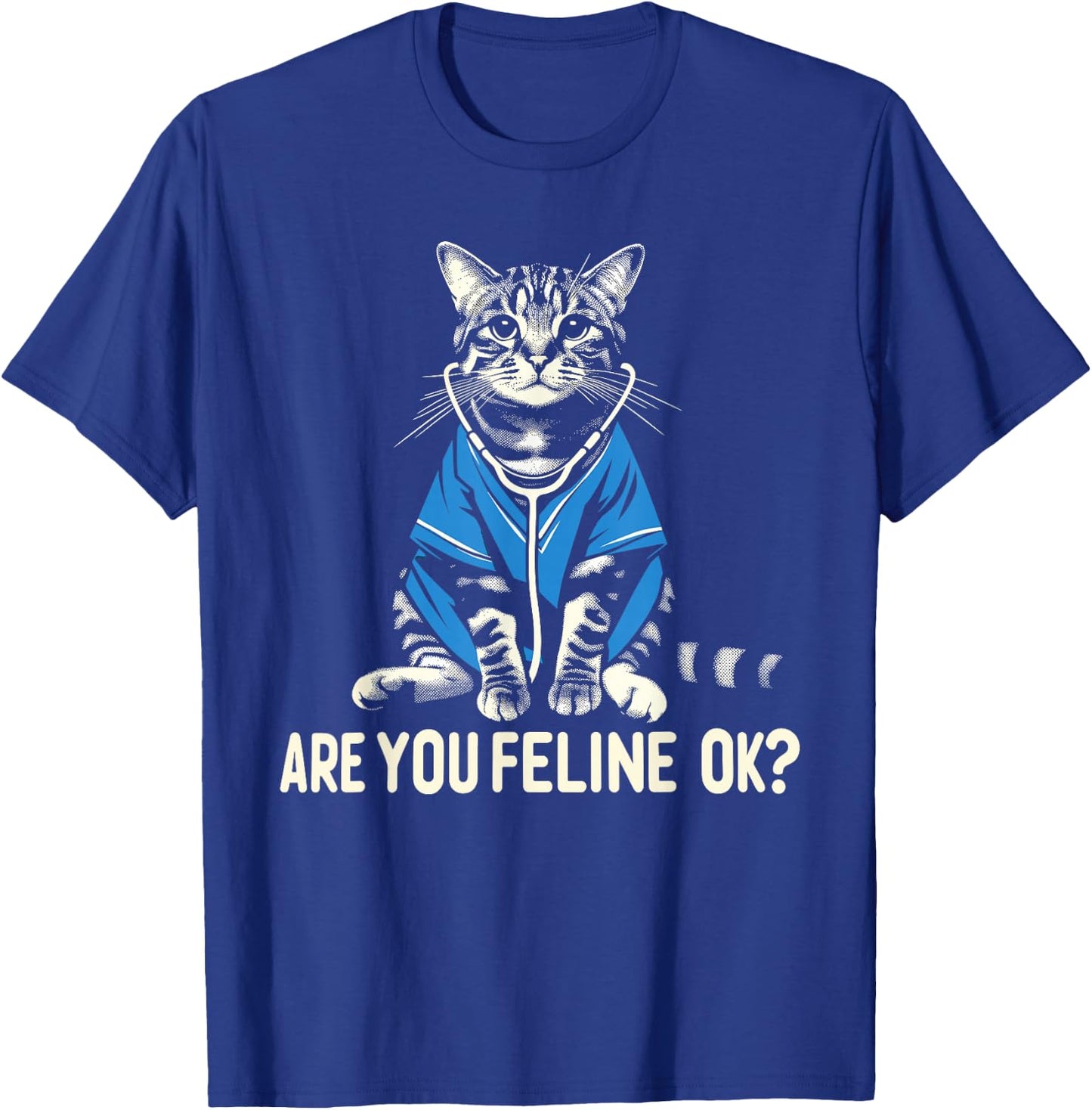 Retro Cat Nurse Gifts Nurse Week Gifts Men Women Funny Nurse T-Shirt - T-Shirt | Royal