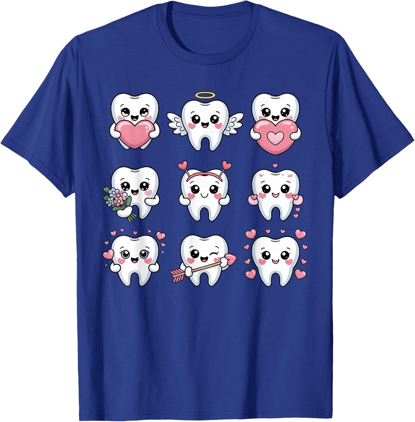 Cute Teeth Valentine Heart Dental Hygienist Dentist Love T-Shirt - T-Shirt | Royal