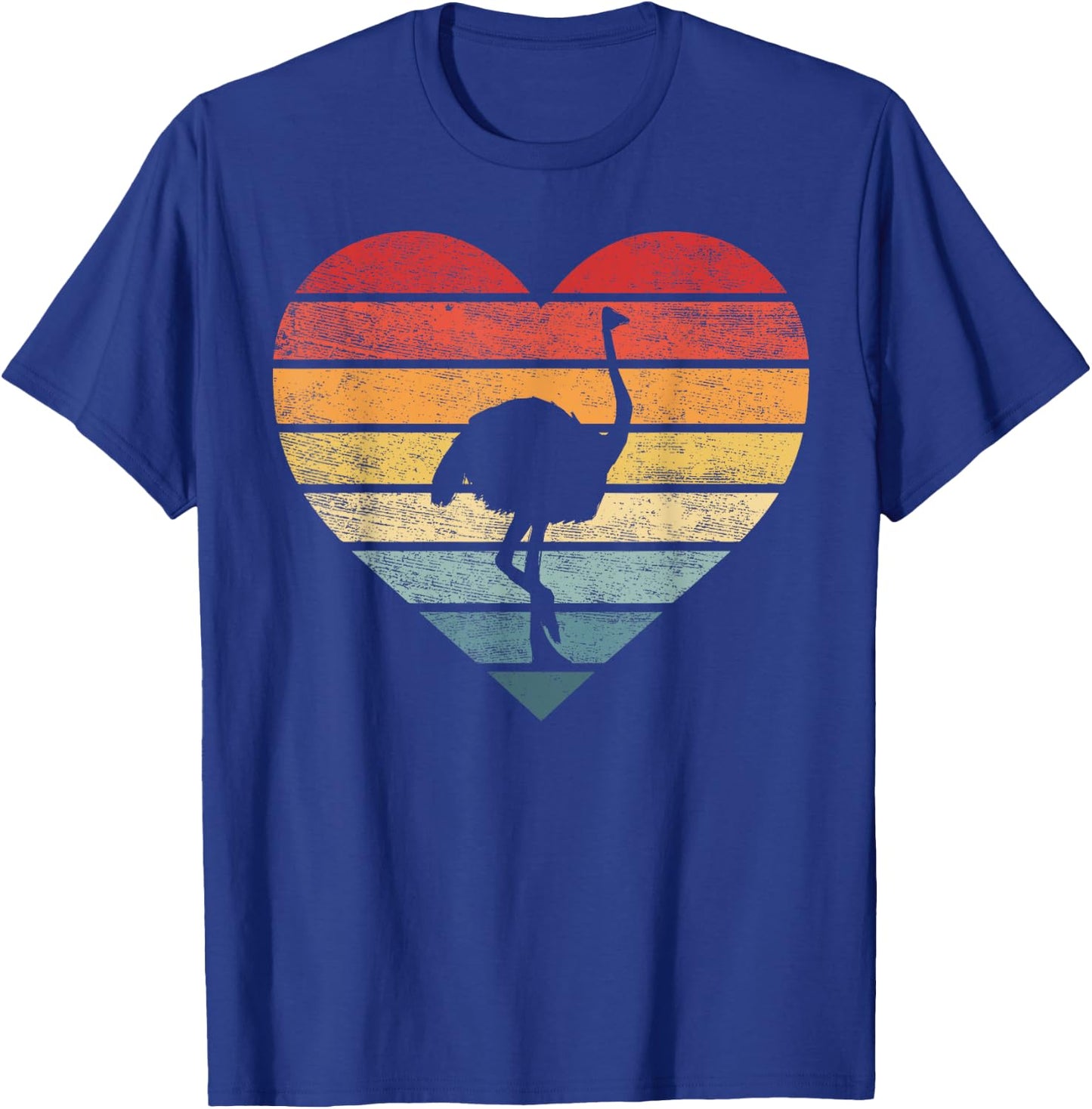 Ostrich Lover Gift Retro Vintage Zoo Animal Heart Silhouette T-Shirt - T-Shirt | Royal