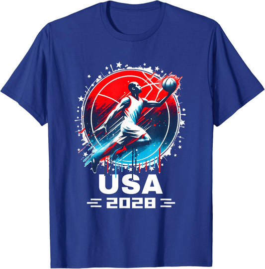 USA Team 2028 Basketball Shirt 2028 Basketball Apparel 2028 T-Shirt - T-Shirt | Royal