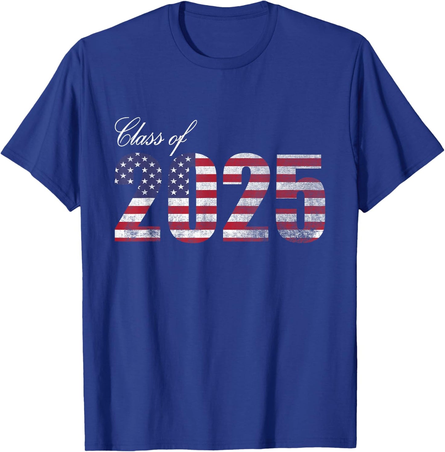 Senior 2025 American Flag USA Graduation Class of 2025 Women Kids Men T-Shirt - T-Shirt | Royal