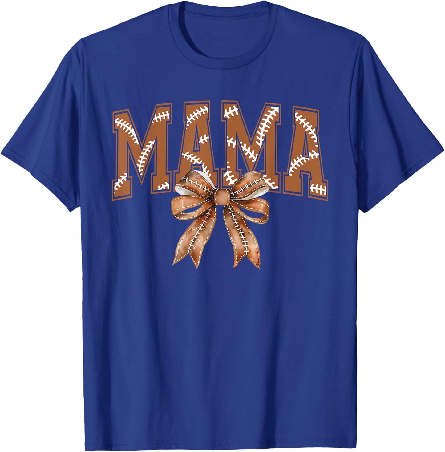 Coquette Bow Mama American Football Game Day Thanksgiving T-Shirt - T-Shirt | Royal