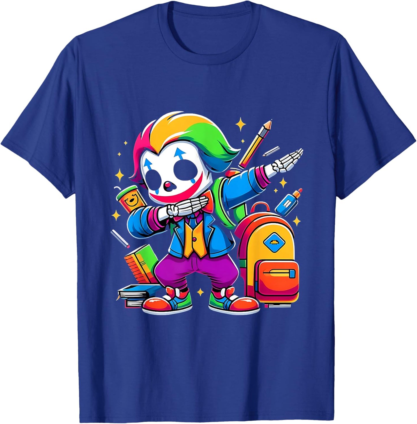 Funny Dab Clown Dabbing Costumes Spooky Halloween Skeleton T-Shirt - T-Shirt | Royal
