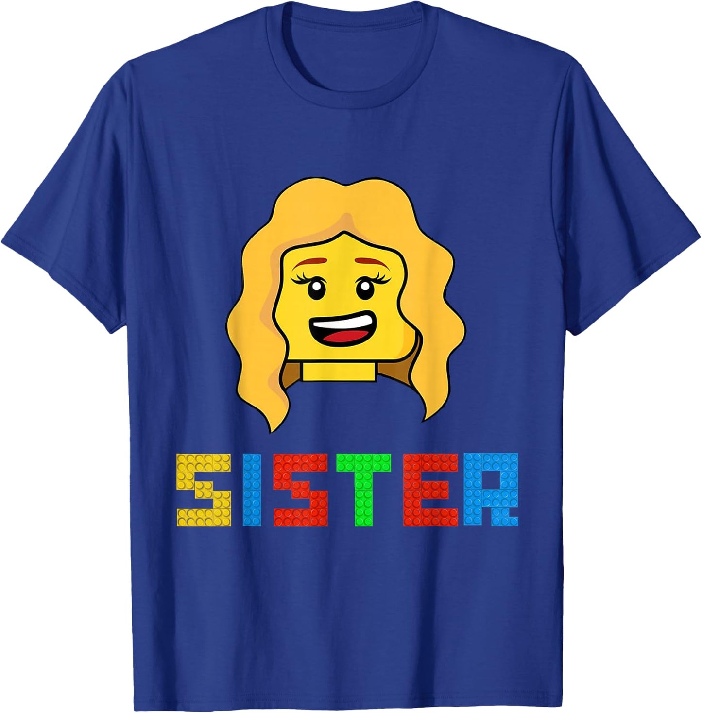 Unique Family Sister Master Builder Building Bricks Blocks T-Shirt - T-Shirt | Royal